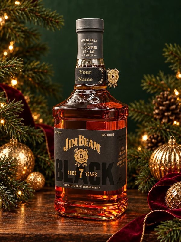 Jim Beam Black bottle with an engraved Your Name tag